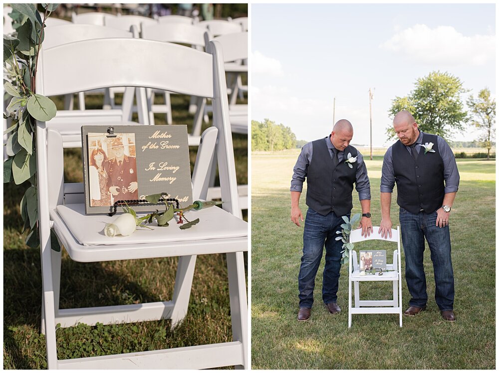  Ryan’s Mother passed away a few months prior to the ceremony. They saved her seat with a picture and white rose to honor her.  