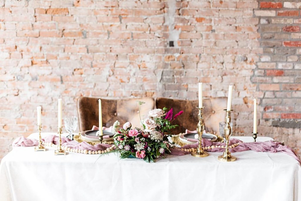 romantic boho wedding table setting
