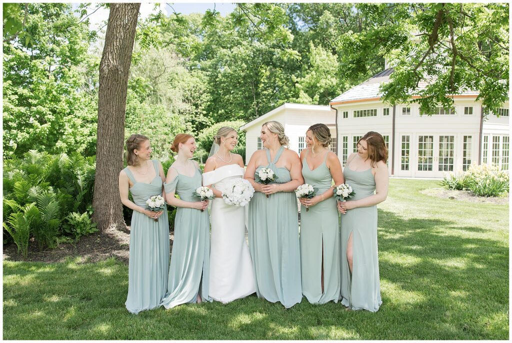 bride and bridesmaids at Dempsey event center