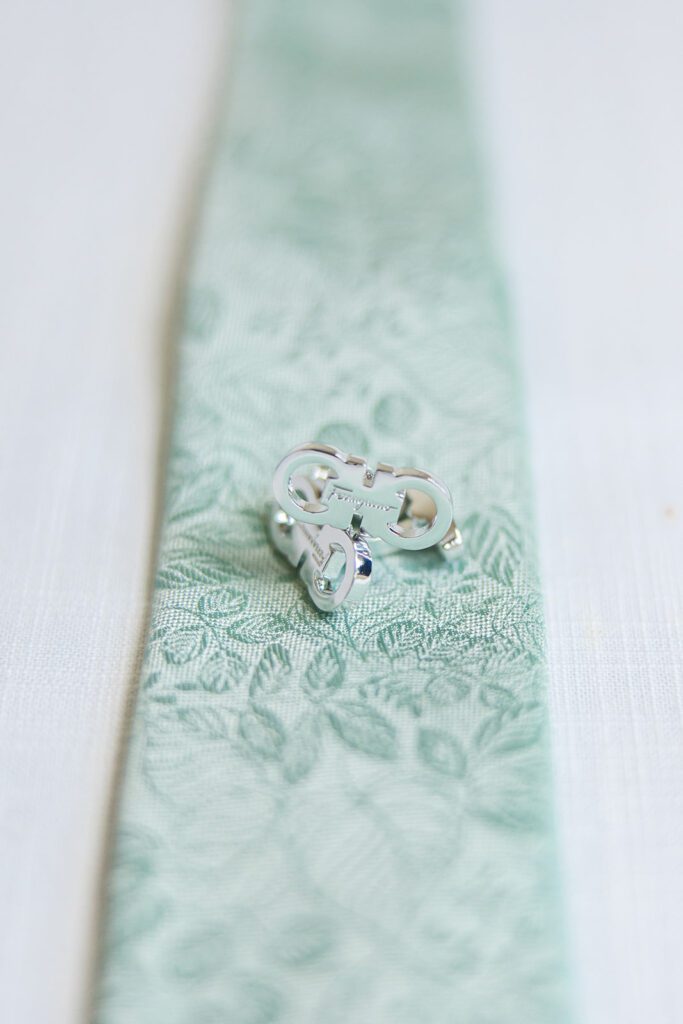 cuff links on a tie