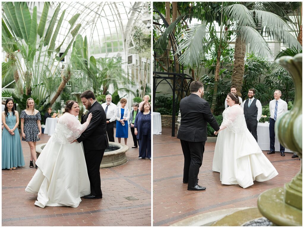 Bride and Grooms first dance at their wedding at Franklin Park Conservatory