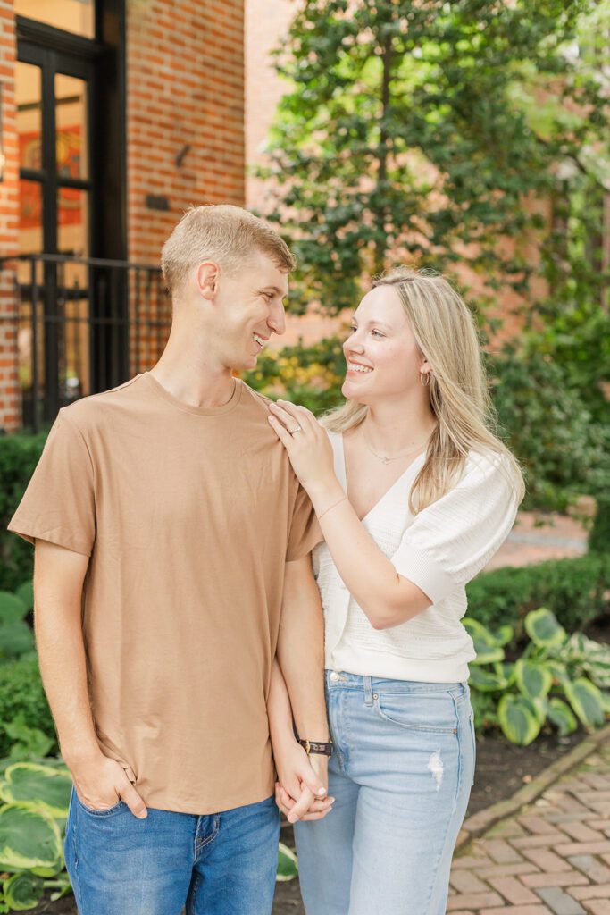 German Village Couples Session – A couple strolls down the charming brick streets of historic German Village in Columbus, Ohio.