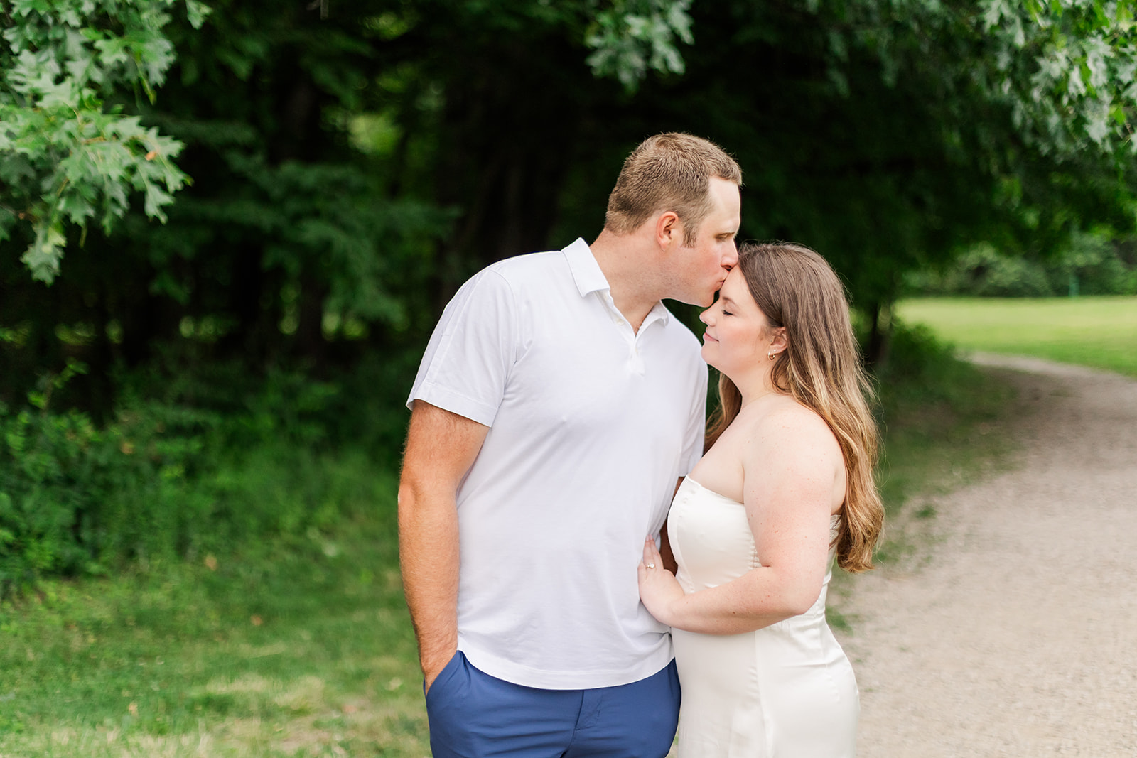 A couple shares a quiet moment during their engagement session in Columbus Ohio